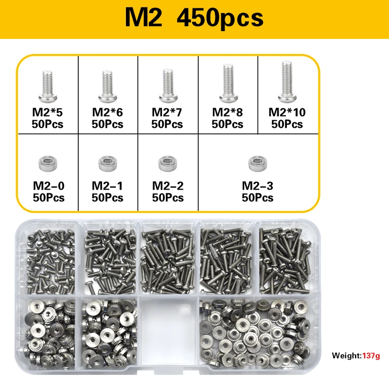 M2 M2.5 M3 M4 M5 M6 Stainless Steel Pressure Rivet Nut and Philips Bolt Set Metric CLS PEM Self-Clinching Nut for Sheet Metal