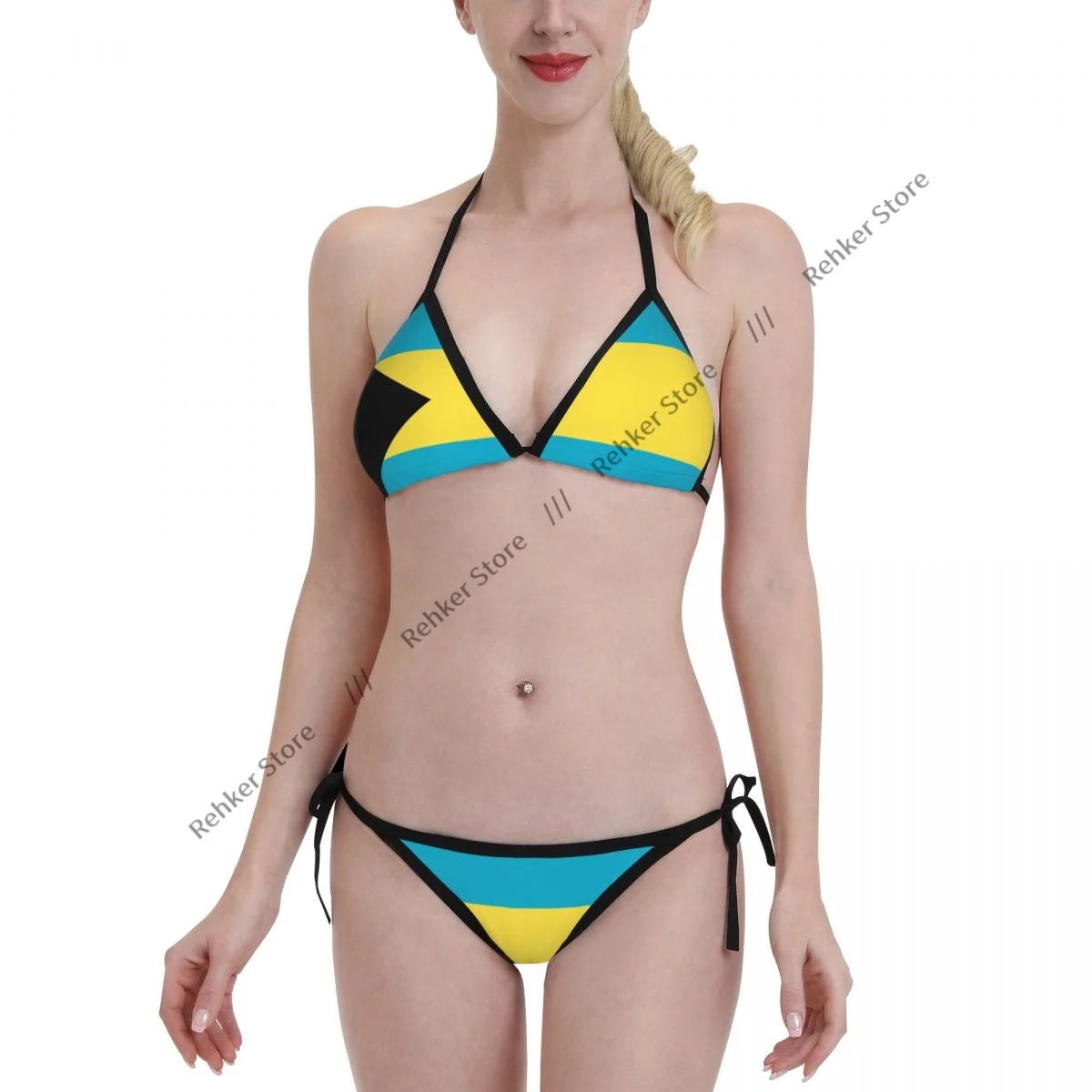 Sexy Bikini Women Swimsuit Two Piece Swimwear Bahamas Flag Bathing Suit Beachwear