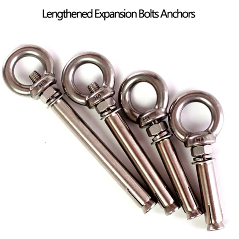 Expansion Bolt Set 304 Stainless Steel Wall Anchors Eye Screws Size M6-M20 Length Lengthened