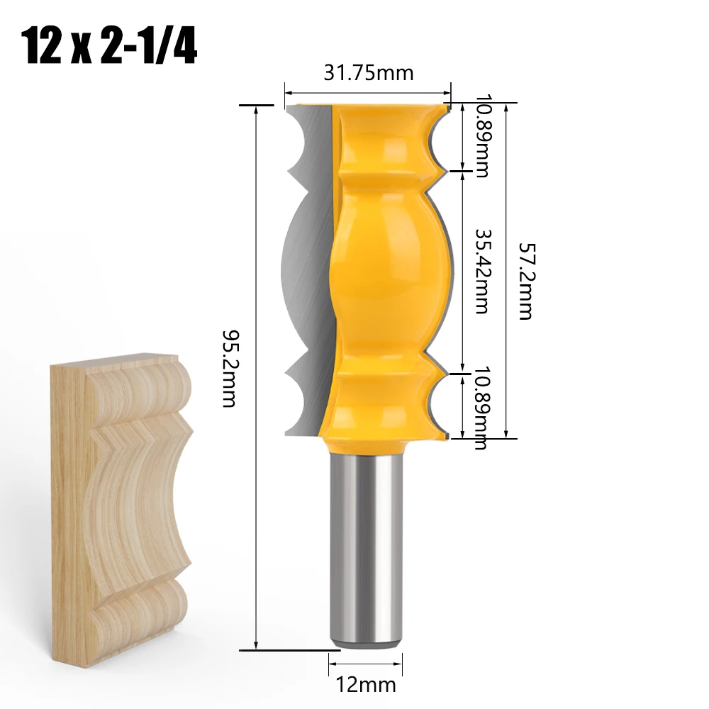 12mm 1/2′′ Shank Architectural Molding Handrail Router Bits Set Casing Base CNC Line Woodworking Cutters Face Mill