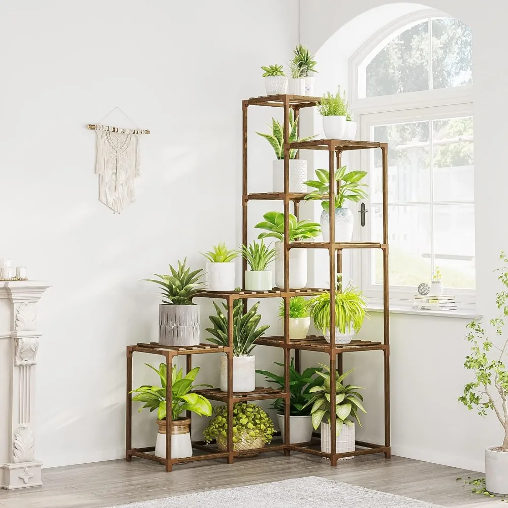 Bamworld Plant Stands Indoor Outdoor Corner Shelf Shelves Indoor Plant Holder for Living Room Corner Stand  Rack Indo