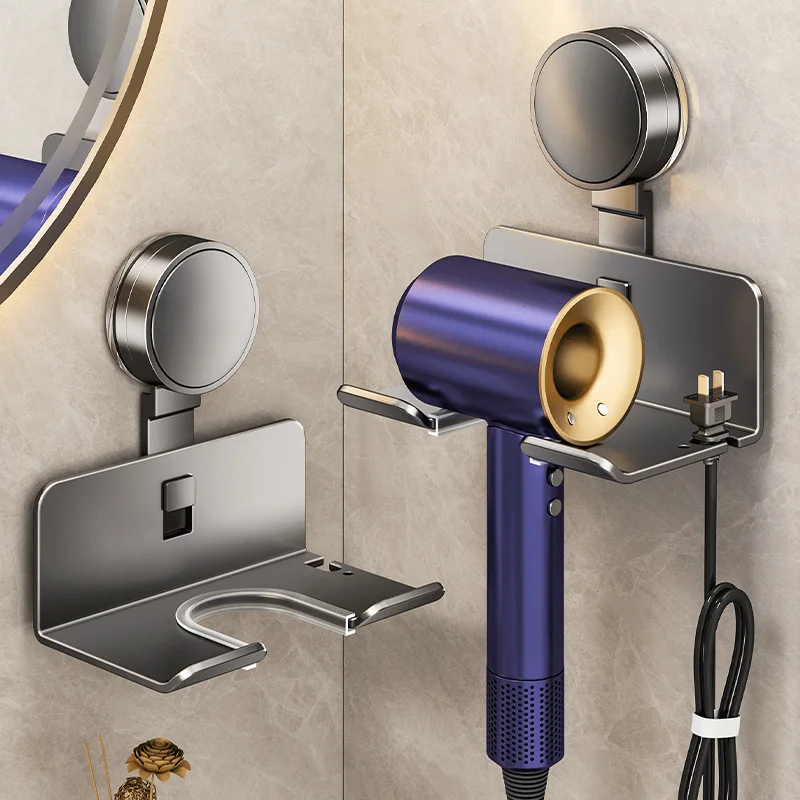 Storage Rack Hair Dryer Holder Bathroom Accessories Hair Dryer Holder Wall Dryer Cradle Straightener Stand Hairdryer Organizer Box Toilet Blower Holder Shelf