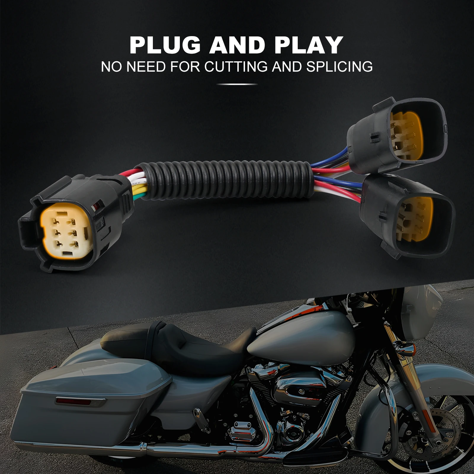 Für Harley Street Glide FLHX 2014–2024, hinteres Rücklicht, LED-Y-Verkabelung, Härteanschluss-Set, Road King FLHRXS Road Glide FLTRX – Detail 4