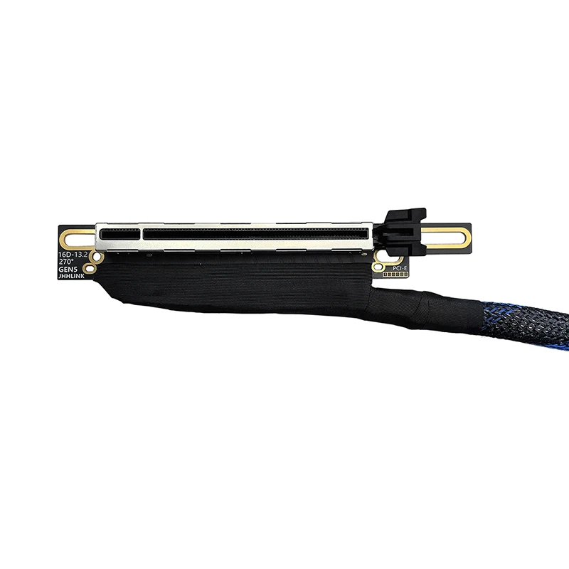 PCIe 5,0 x 16 Grafikkarten-Verlängerungskabel, versilbertes Adapterkabel, 270 180 Grad GEN5, verlustfreies GPU-Verlängerungskabel, 64 GB – Detail 6