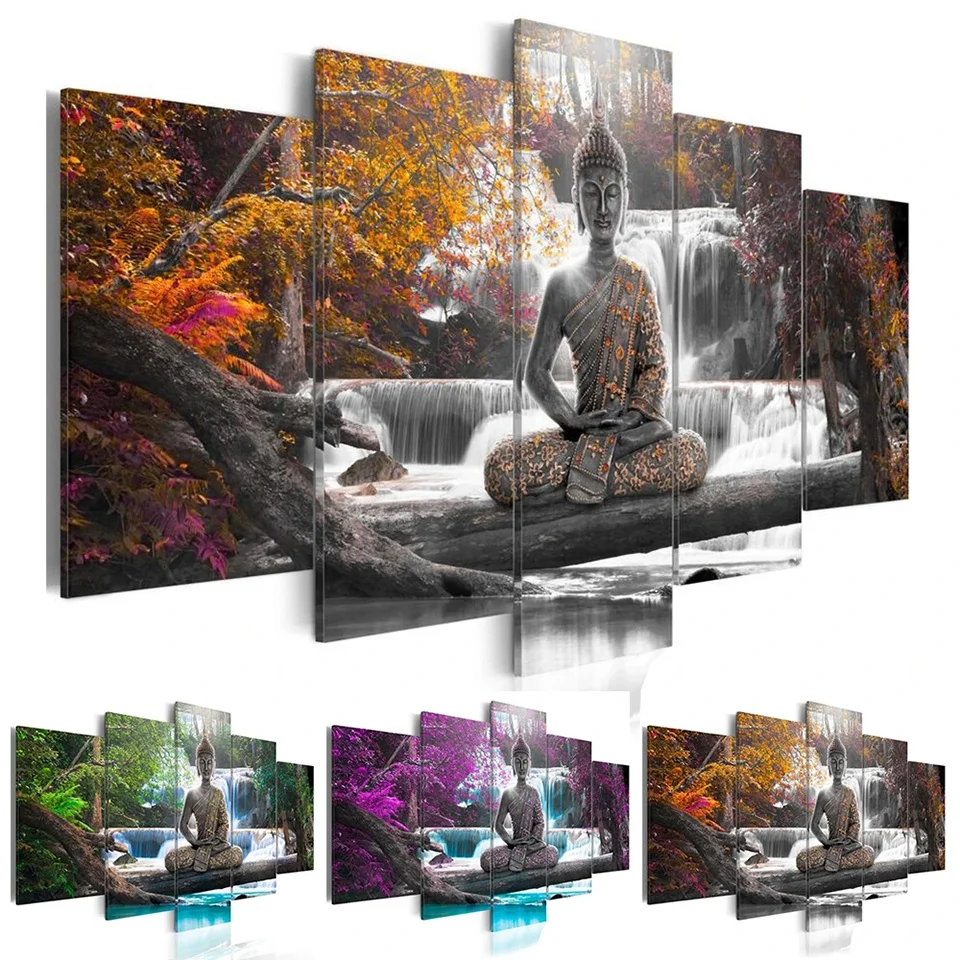 

5pcsset Diamond Painting 5D Buddha Religion Full Drill Square Diamond Embroidery Waterfall Cross Stitch Multi-picture TT895 001