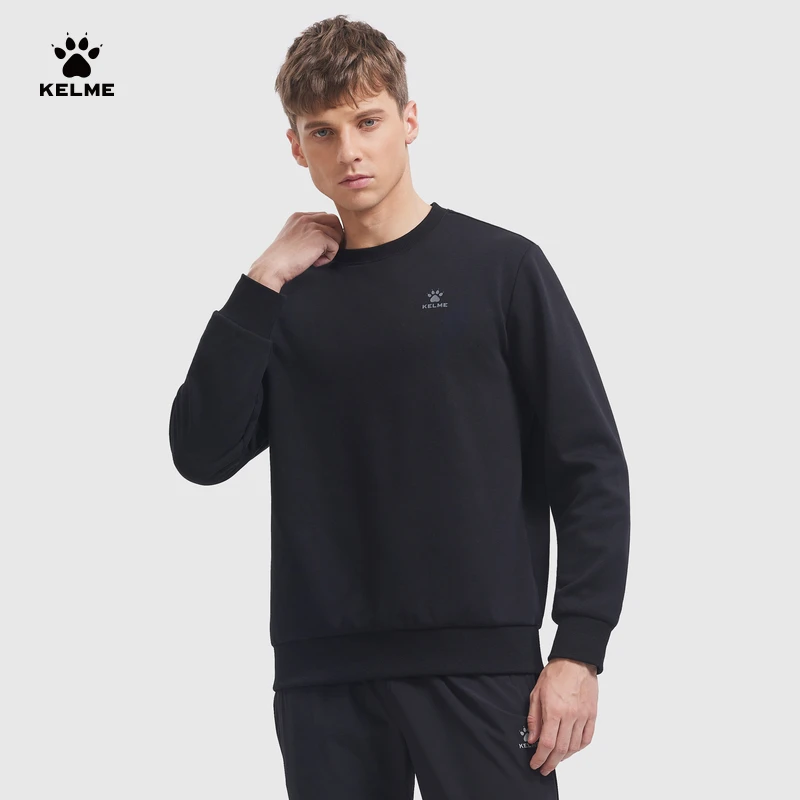 KELME Men's Sports Sweater Round Neck Football Sweatshirt Autumn And Winter Training Sports Top Casual Loose Pullover 9337TT103
