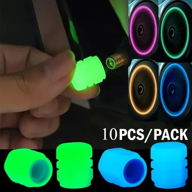 Bouchons de Valve de pneu de vélo lumineux, 10 pièces, décor lumineux de nuit, capuchon de tige de Valve de moto, buse de roue 1