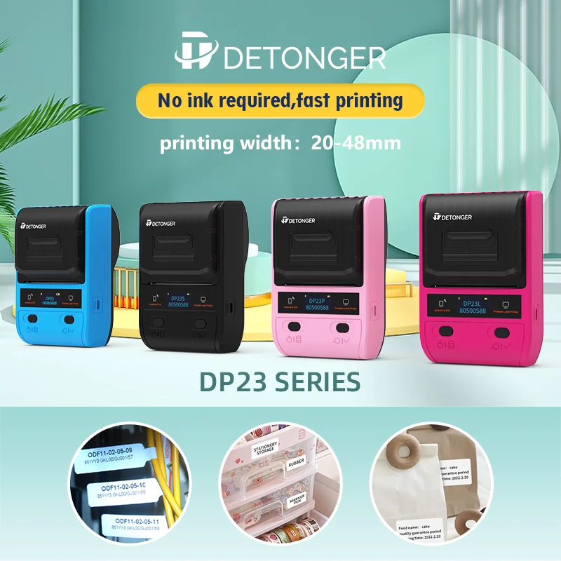 DETONGER Label Maker DP23P Thermal Portable Bluetooth Barcode Label Maker with 1 Pack 50x30mm Label Sticker for Home Office Organization Commercial Us : DETONGER DP23 Label Maker, Bluetooth Portable Thermal