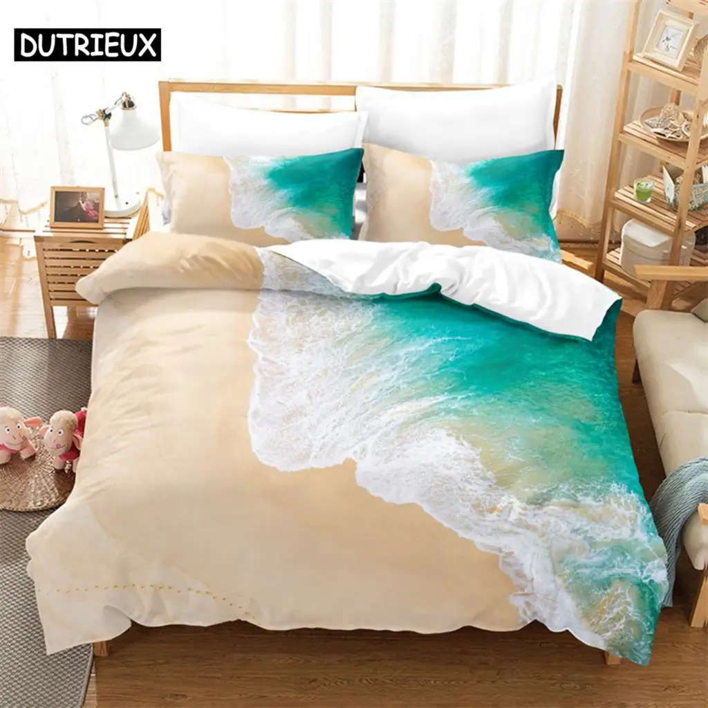 

Beautiful Seaside Beach Bedding Set Duvet Cover Set 3d Bedding Digital Printing Bed Linen Queen Size Bedding Set Fashion Design