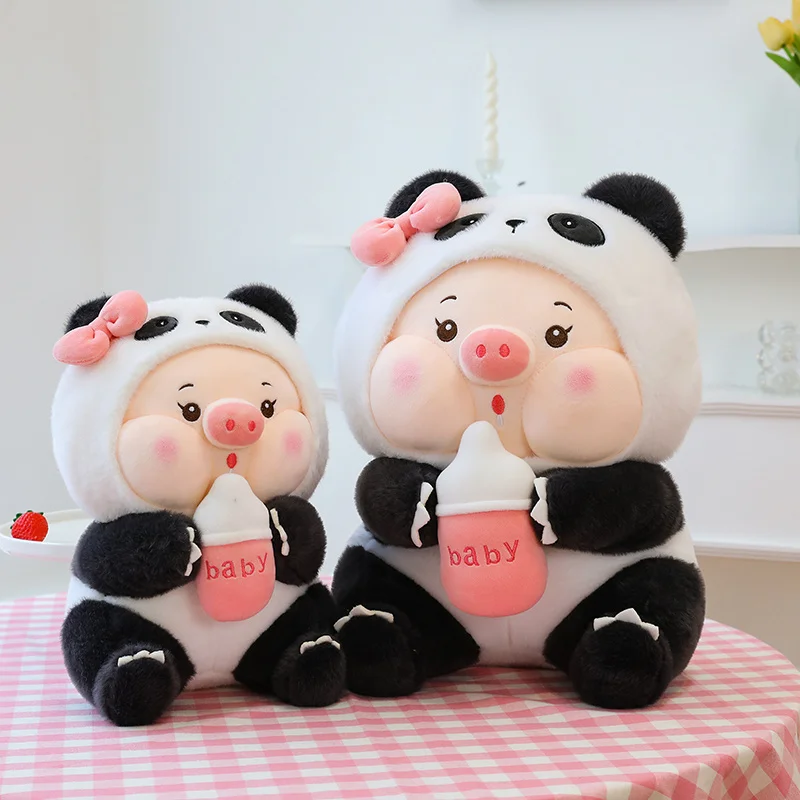 

Kawaii Pig Transforms Into Giant Panda Doll Plush Toy Soft Stuffed Animals Hug Milk Bottle Piggy for Girls Boys Kids Xmas Gifts