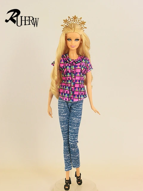 10 Pcs Doll Clothes for Barbie 11.5 inch Doll Clothes Handmade Casual Wear Including 5 Fashion Outfits Tops and Pants 5 Fashion Dresses in Random