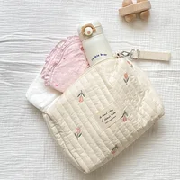 Sac maman imprimé broderie sac maman fermeture éclair nouveau-né bébé sac à couches pochette à couches voyage poussette sacs de rangement 3