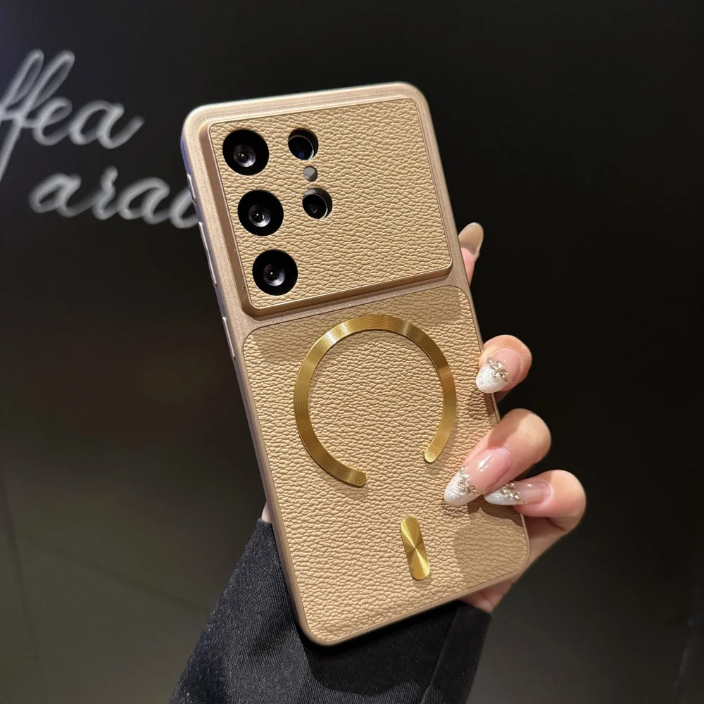 Luxury Leather Texture Shockproof Magnetic Phone Case with Big Window Cover