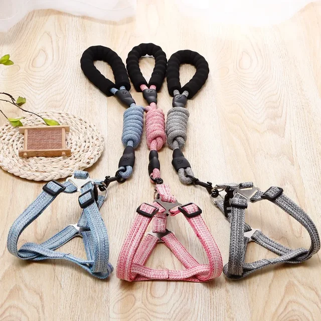 Dog Harness 1.2M Leash Set for Small Dogs Adjustable Puppy Cat Harness Vest Poodle Chihuahua Pug Outdoor Walking Pet Leash 6