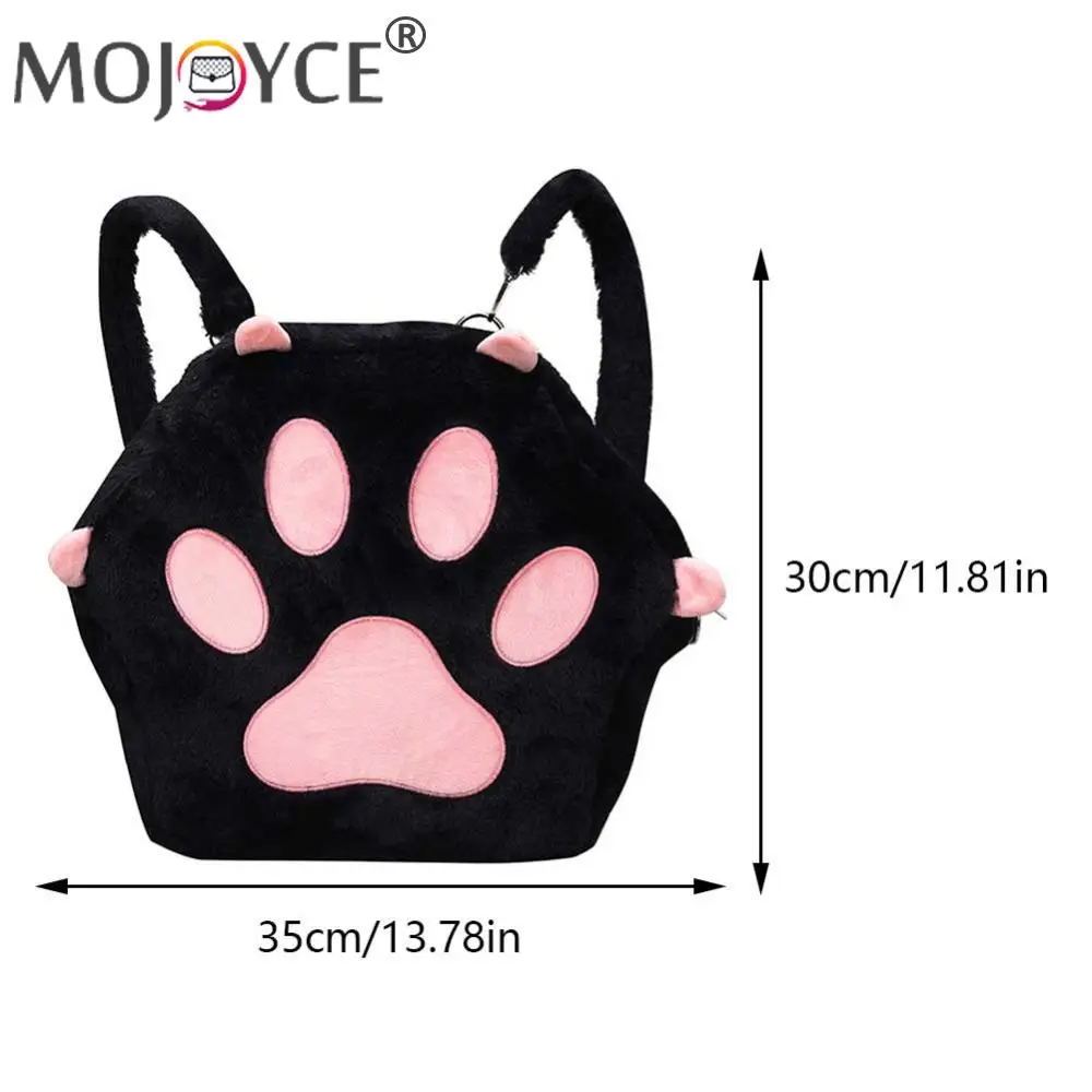 Womens Backpack Plush Backpack Cute Cat Paw with Adjustable Straps Soft Furry Purse JK Girls Bag Cartoon