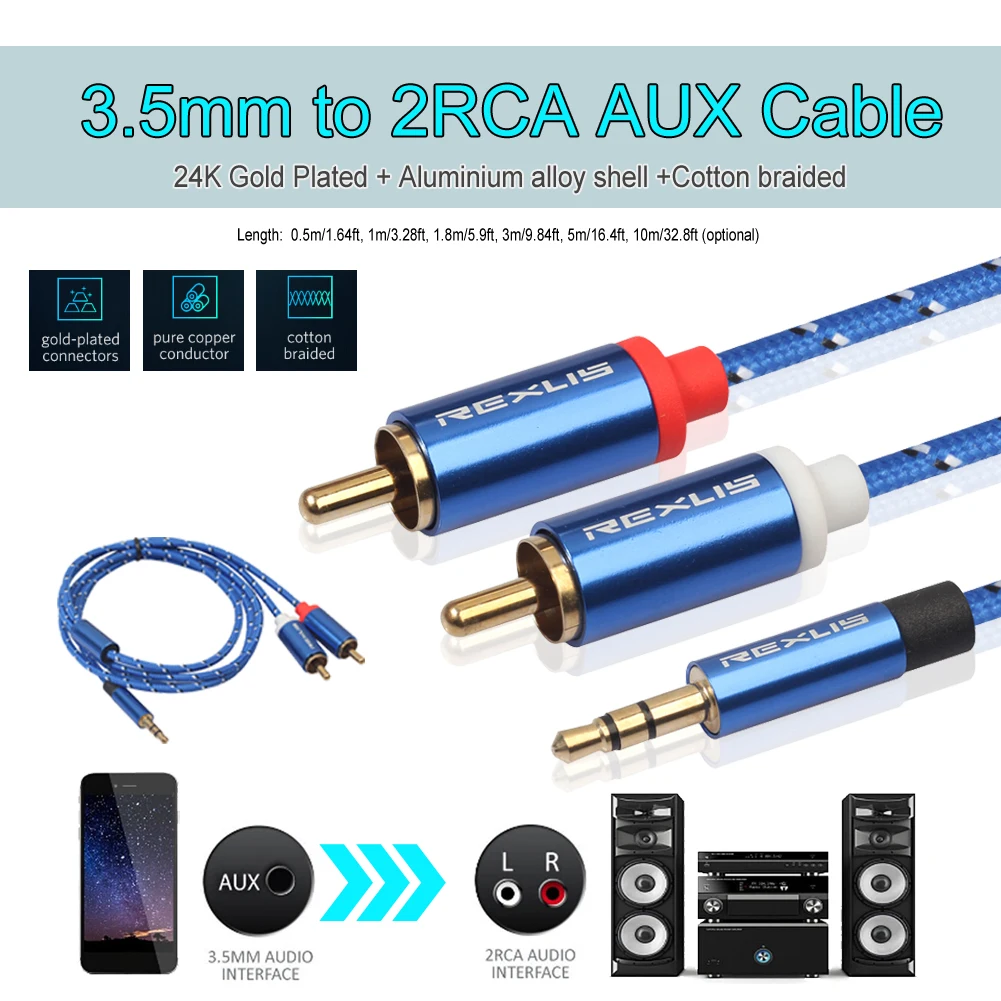RCA ̺ 3.5mm-2RCA ׷  Y й 3.5 -2 RCA   ڵ ׼, ޴ MP3 ÷̾ º