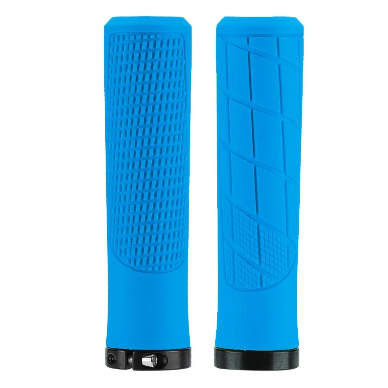Rubber Shockproof Non-Slip Handlebar Grips with Aluminum Alloy Lock Cuffs for Balance and Mountain Bikes