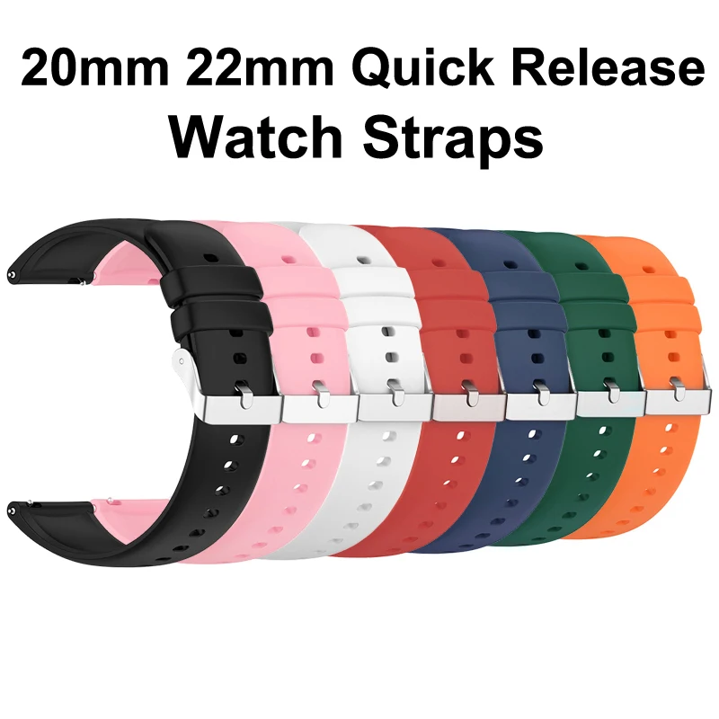 

22mm 20mm Universal Silicone Watch Strap Quick Release Wristwatch Band for Women Men Sports Watches Bracelet Wrist Smartwatch
