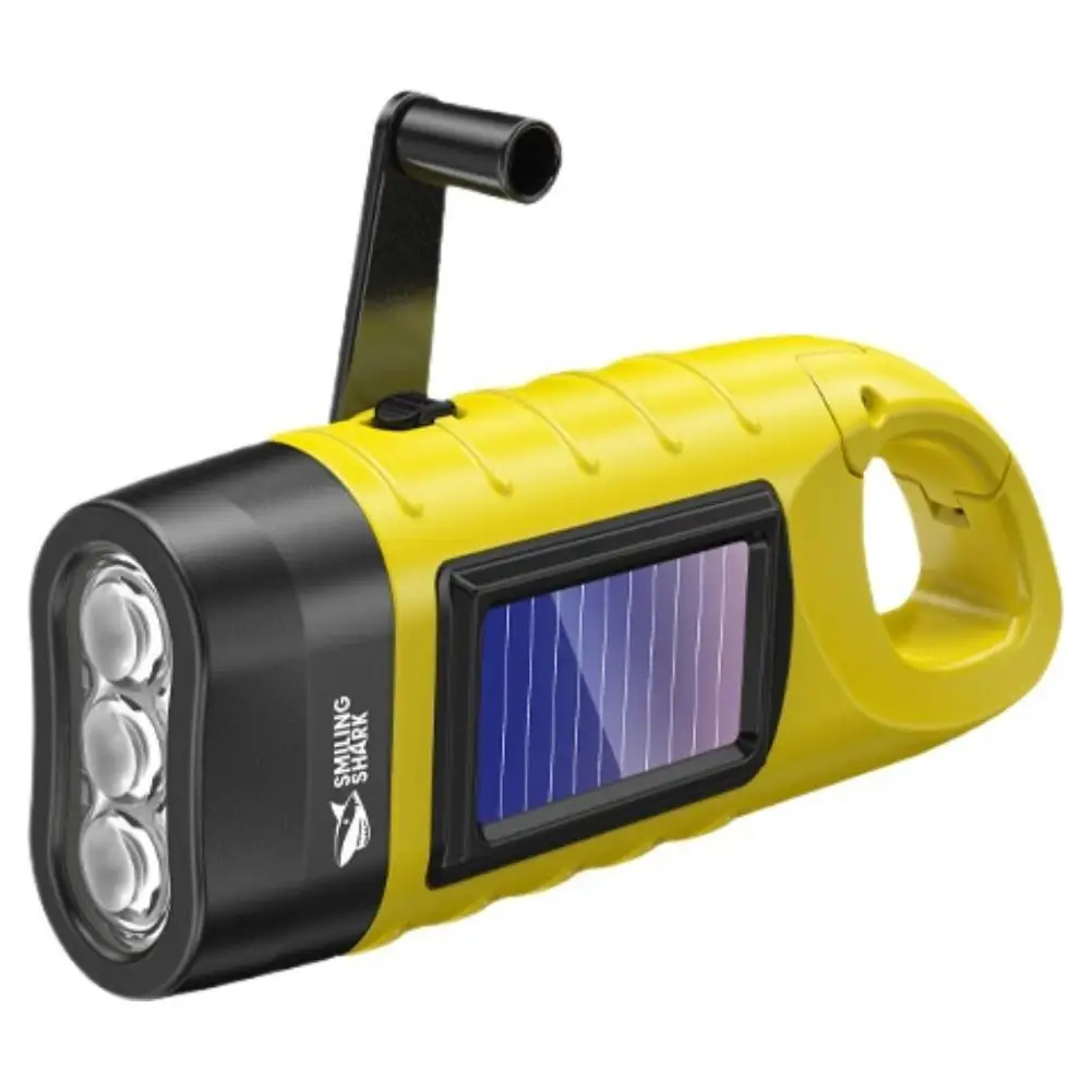 Lampe De Poche Dynamo à Manivelle Et Solaire - LED, Rechargeable, étanche, Idéale Randonnée Et Urgences (jaune)