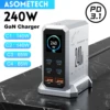 240W GaN Charger PD3.1 140W USB Type C 6 Ports PPS PD Desktop Fast Charging Station for MacBook Laptops Tablet iPhone Samsung