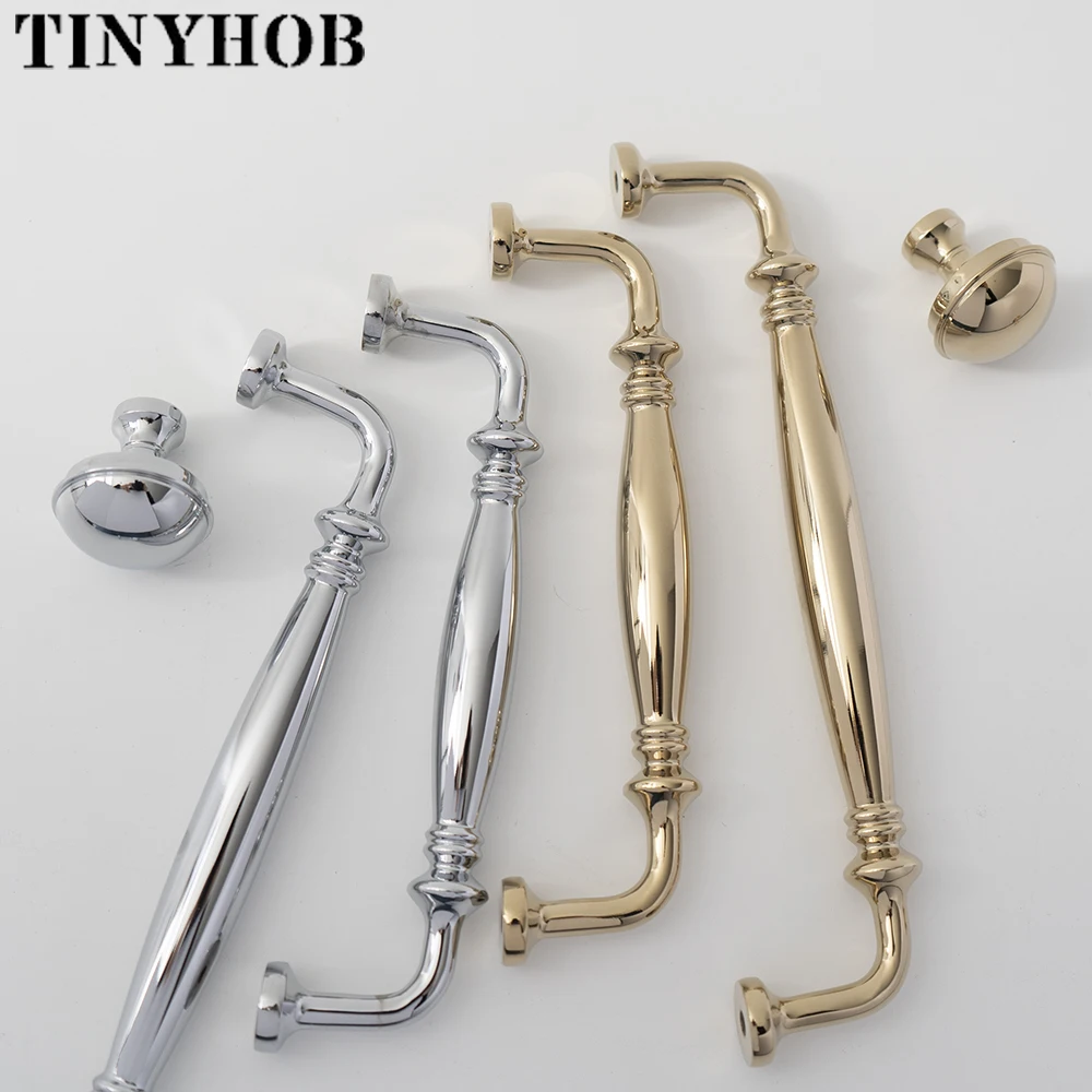 

European Style Bright Gold Brass Handles Bedroom Wardrobes Kitchen Cabinet Pulls T-bar Drawers Knobs Door Hardware 160mm