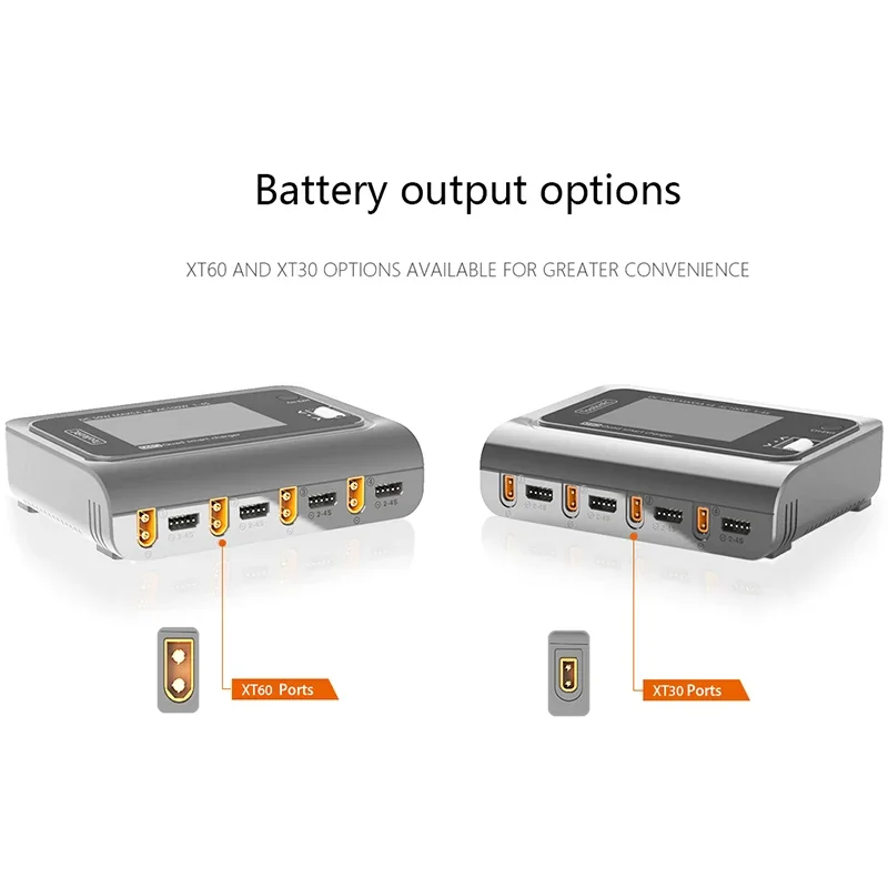 ToolkitRC Q4AC Charger XT60 Adapters 4x50W 5A AC 100W 4 Port DC Smart Discharger AC DC IPS Bright with Clear Wide Angle Display thumbnail 4