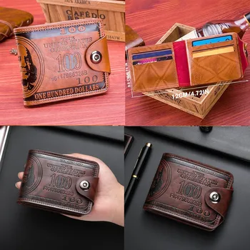 Portafogli da uomo con 100 dollari USA modello Hasp Portafoglio in pelle maschile con porta carte con cerniera Portamonete cartera hombre