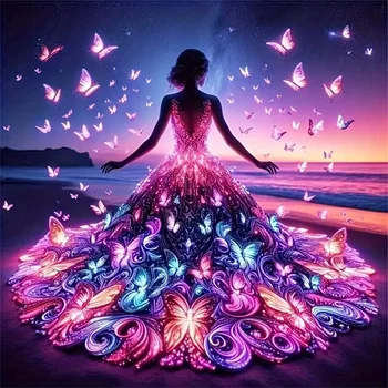 Huacan perceuse complète diamant mosaïque femme Portrait fantaisie diamant peinture fille Portrait ciel étoilé broderie cadeau personnalisé 1