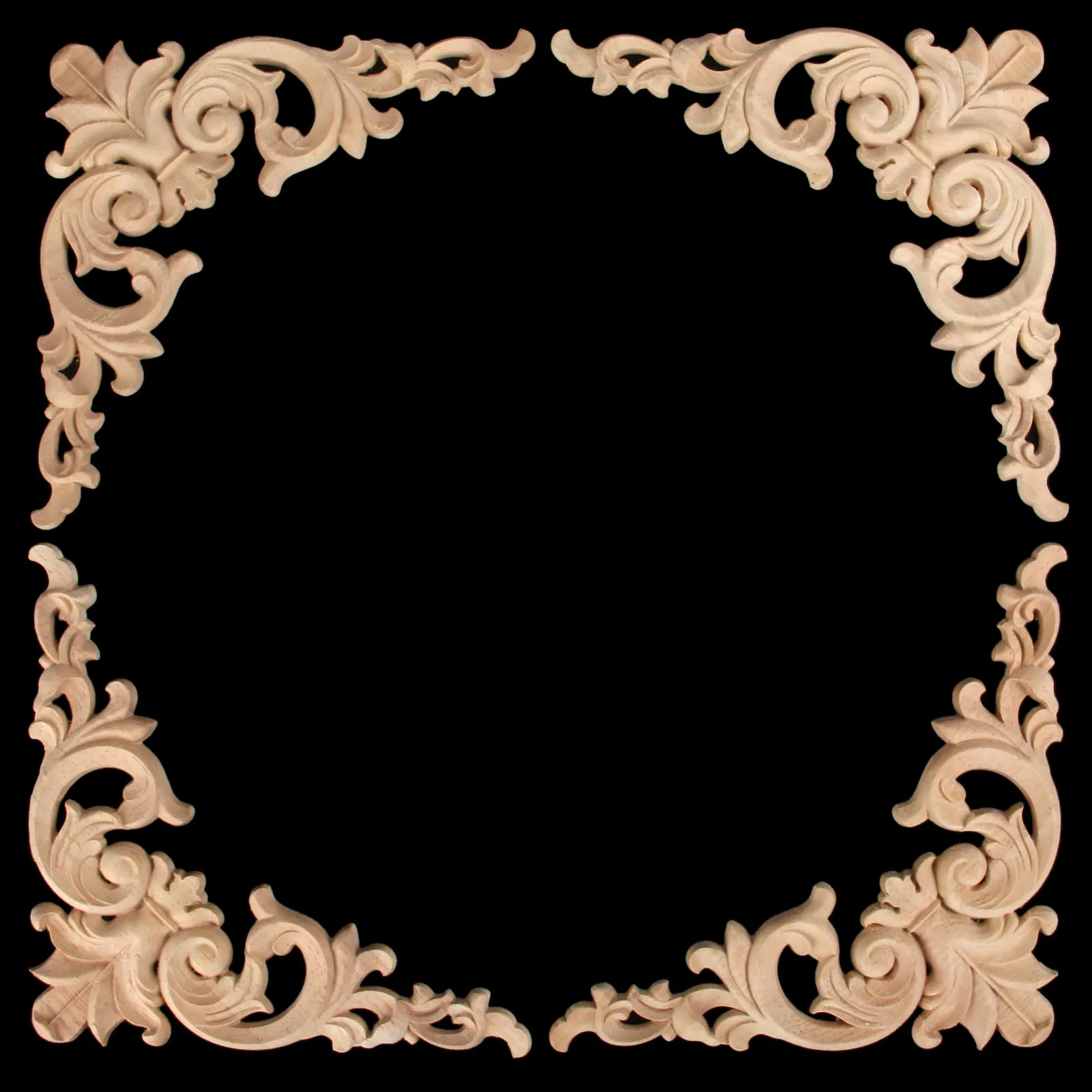 4pcs/set Wooden Decal Corner Hollow Branch Crown Oak Flower Board 8cm/3.15" European Style Decor Wall Door Cabinet Furniture 3