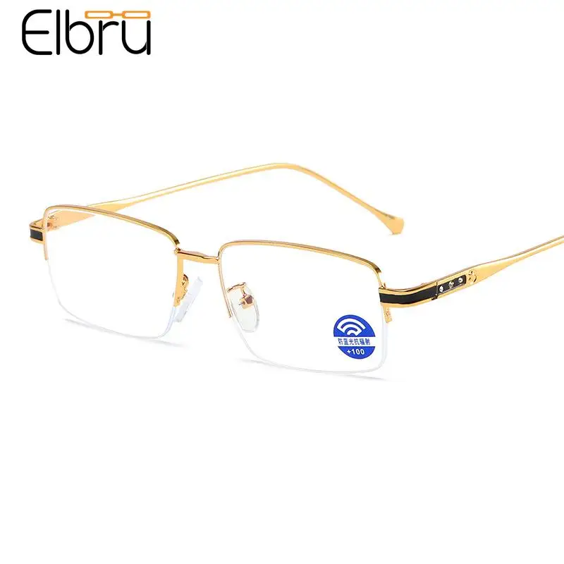 

Elbru Half-frame Anti-blue Light Reading Glasses Women Men Metal Computer Presbyopic Eyeglasses Frame Unisex Diopters 0 to+4.0