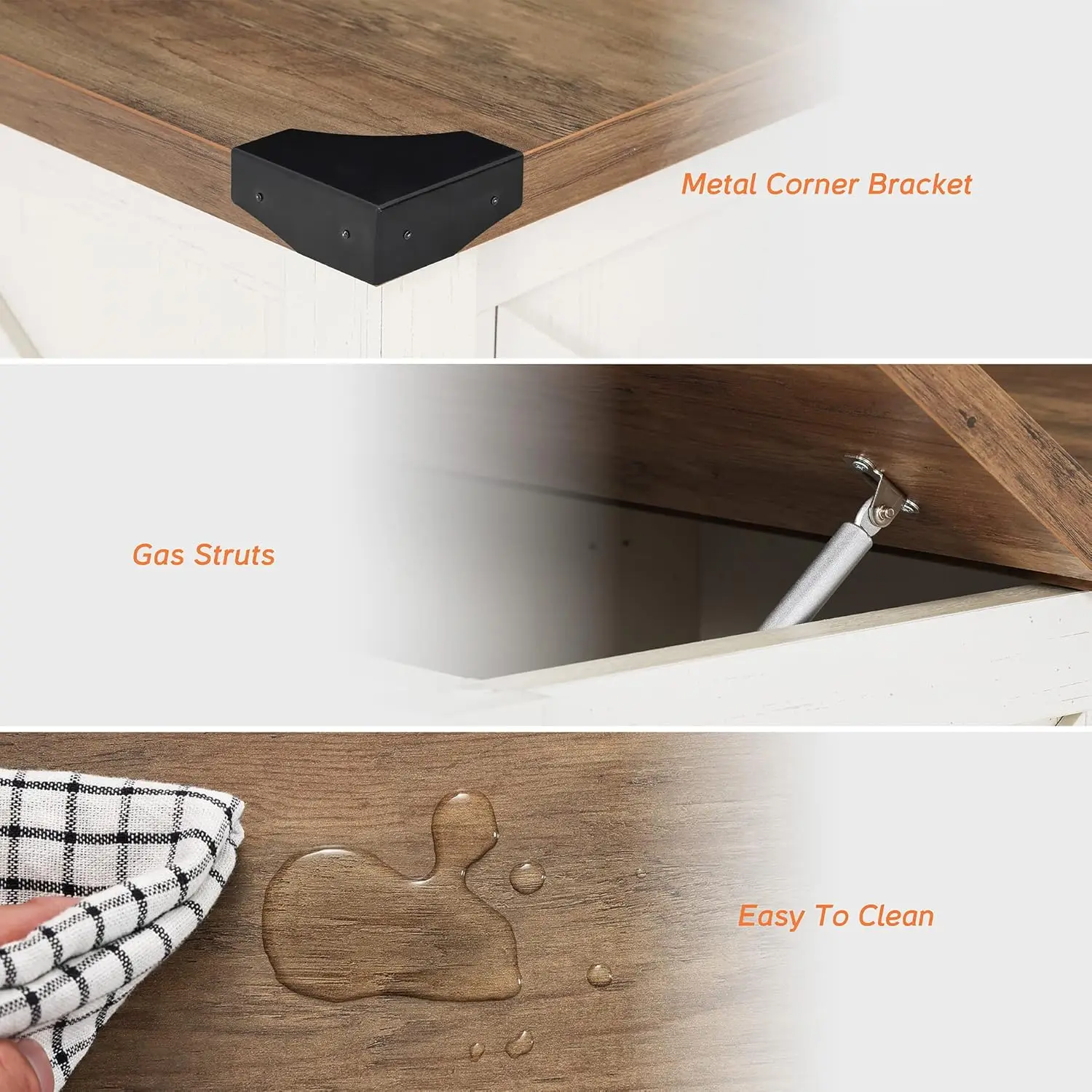 Farmhouse Coffee Table and End Table Set 3 Pieces for Living Room,1 Large Rectangle Center Table with Storage Space, 2 End Side