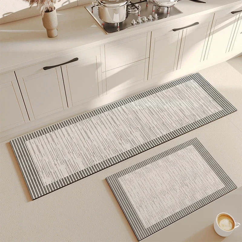Diatomite Kitchen Mat Super Absorbent Kitchen Rug Simple Line Bathroom