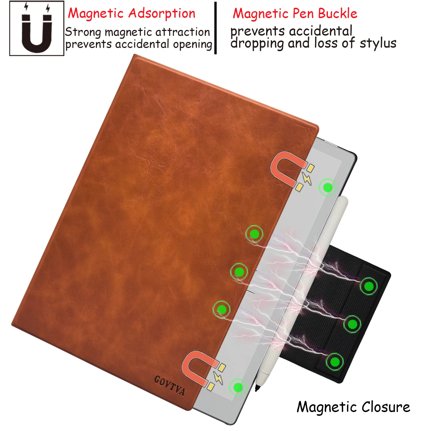 Magnetic Stand Case with Magnetic Pen Buckle and Auto Sleep/Wake Function