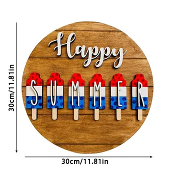 Wooden Door Sign Happy Summer Ice Lollipop Logo Home Party Holiday Decoration Hanging Tag Hanging Piece Front Welcome Sign 6
