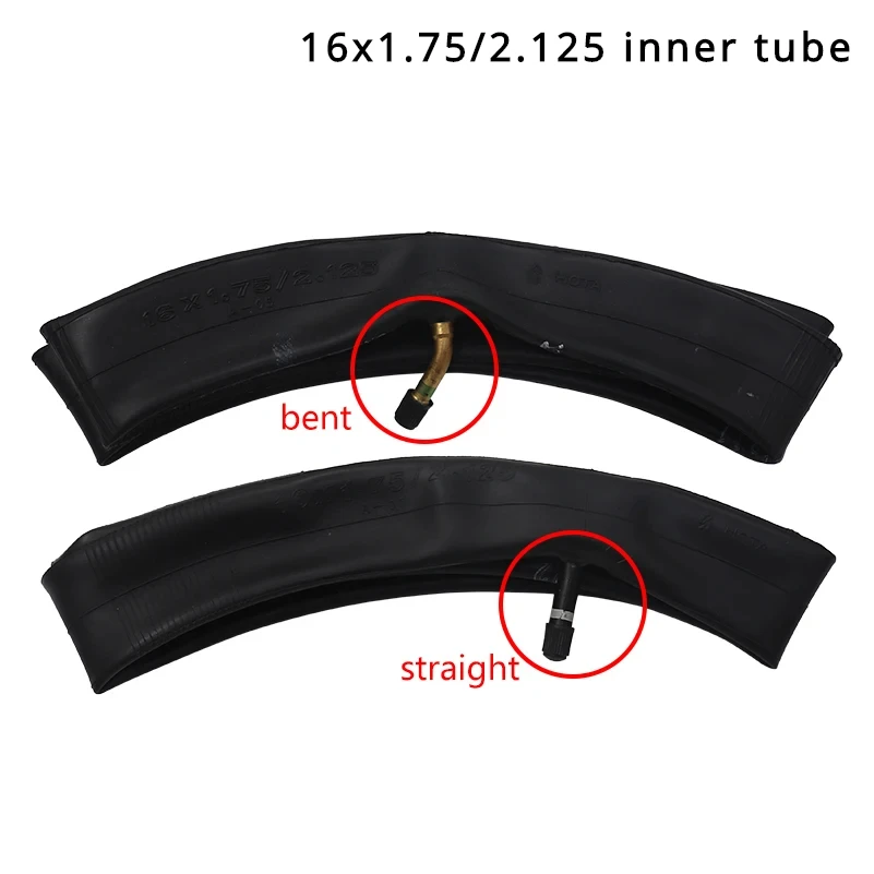 2 Pack 16x2.125 Inch Butyl Inner Tubes - CR202 Bent Valve, Compatible With 16x1.75-2.125 Kids & Electric Bike Tires