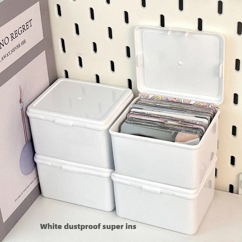 1Pcs Korean Pure White Storage Box Blind Box Card Photocard Storage Box Photo Card Organizer Classification Flip Holder 6