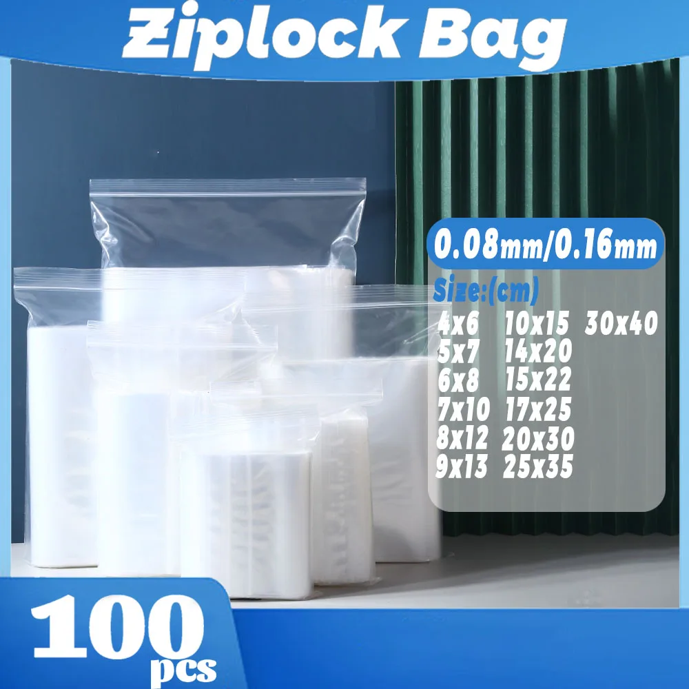 Extra Heavy-Duty Various Sizes Reclosable Plastic Packaging Bags Zip Lock  Poly bags Zipper Clear Storage bags(pack of 100Pcs) - AliExpress