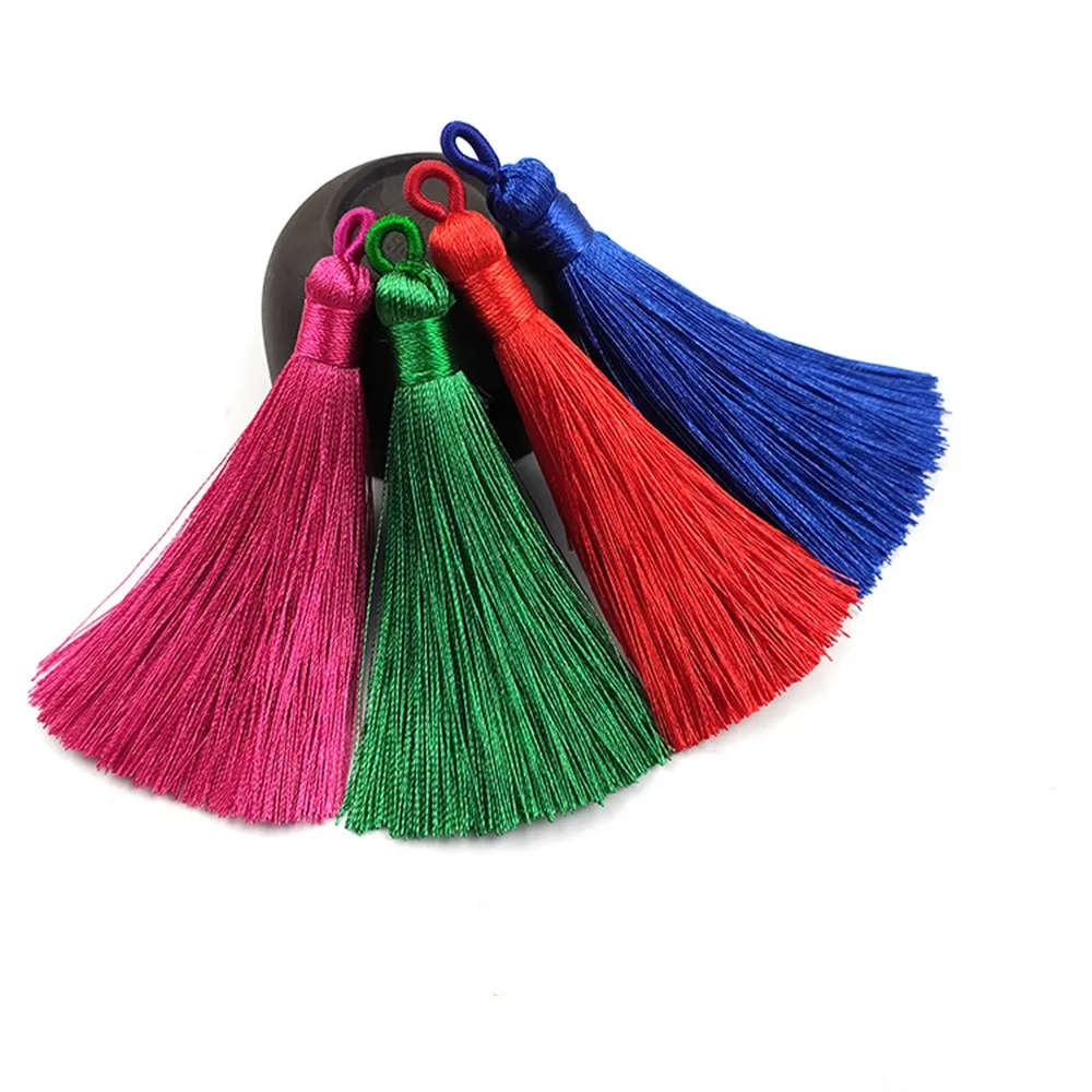 Tassel fringe Tassel trim Mini tassels Silky floss tassels Leather tassels Fluorescent tassels Tassel accessories Tassel decoration 3-24Pcs 8cm Tassel with pull coil ring Polyester silk decorative tassels For crafts keychains jewelry curtains DIY accessories