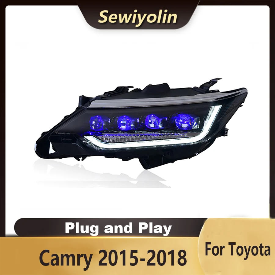 

For Toyota Camry 2015-2018 Headlight Assembly Conversion LED Daytime Running Light Lens Signal Automotive Plug And Play