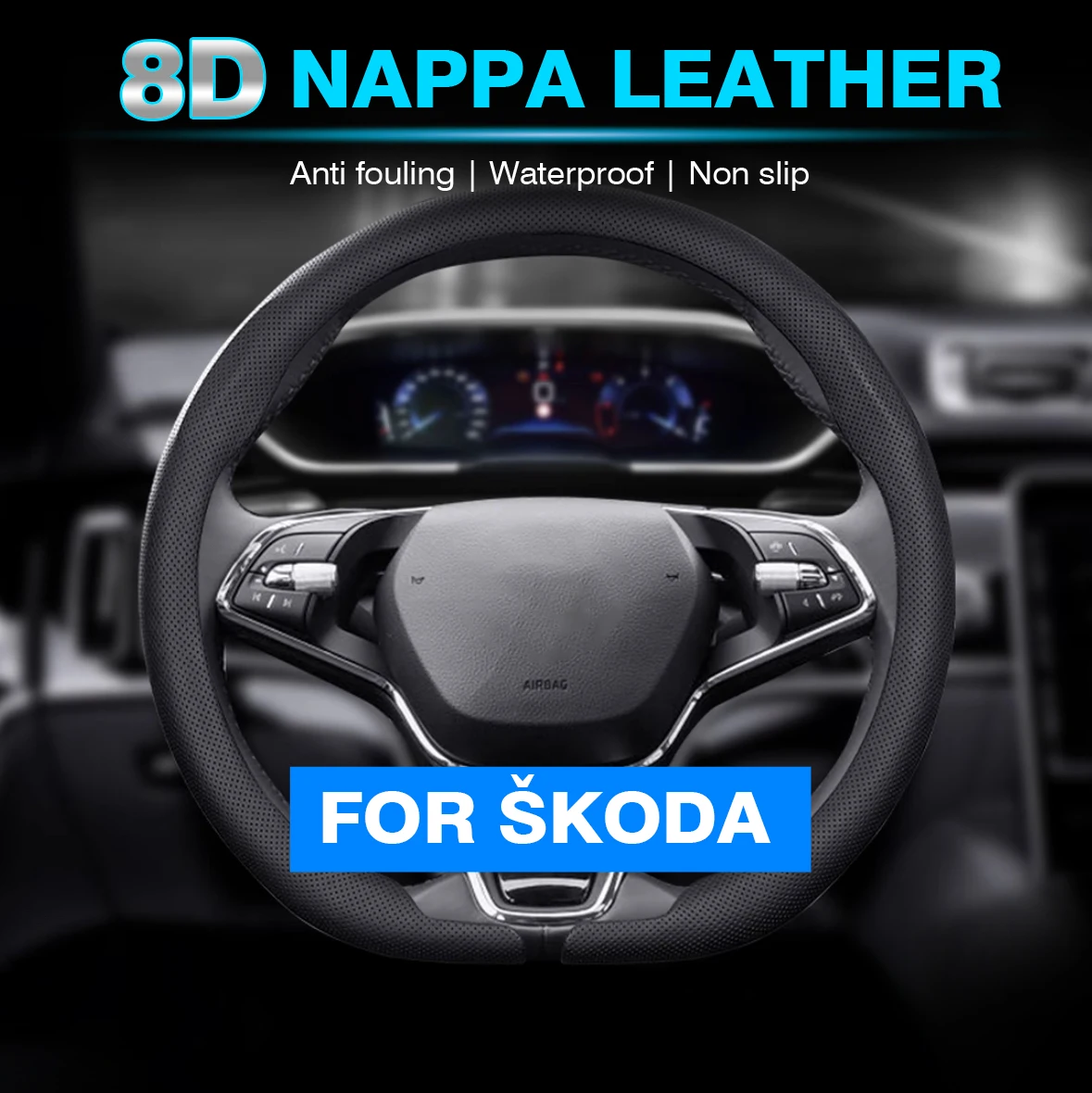 Premium Nappa Leather Breathable Steering Wheel Cover - Luxurious Auto Interior Accessory