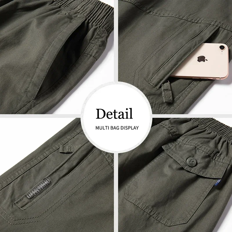 Summer Streetwear Men's Casual 100% Cotton Cargo Shorts Men Techwear Knee Lenght Military Capri GYM joggers Denim Shorts Pants