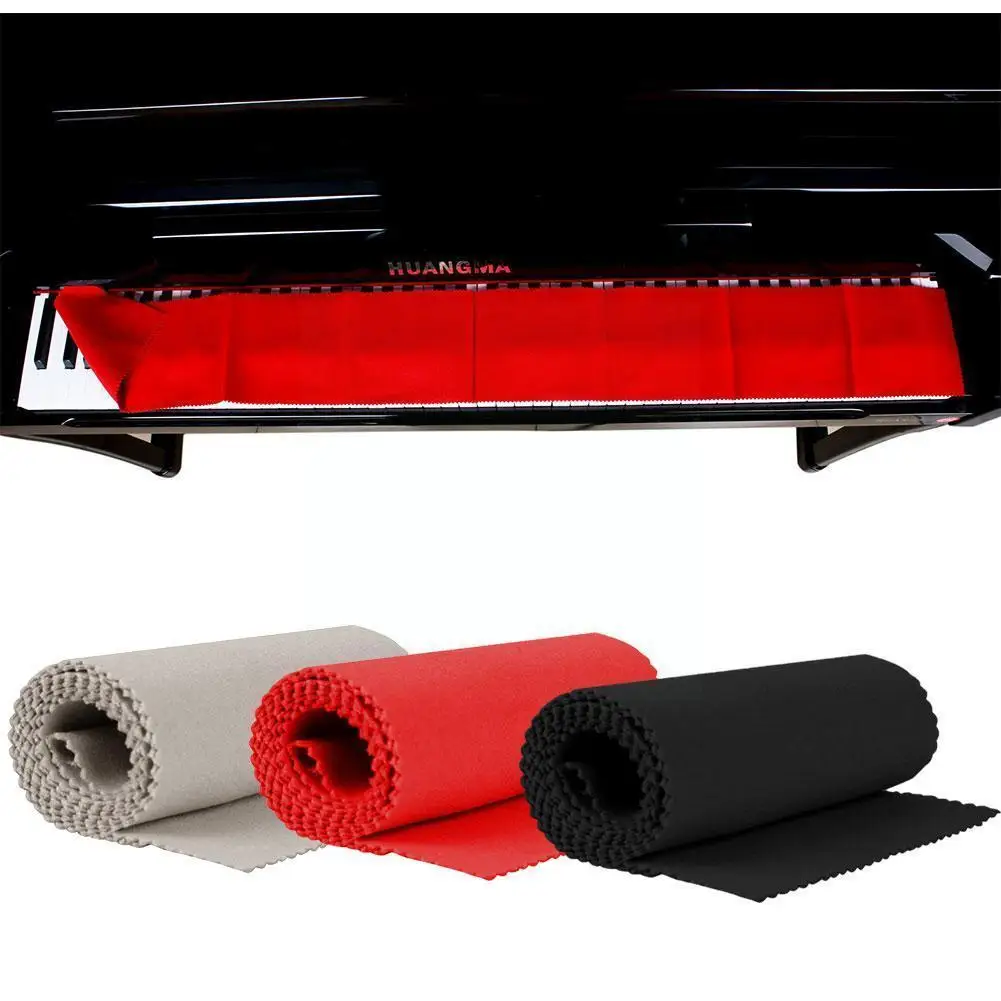 thumbnail interactive-video image 1 of New Piano Key Dust Cover Red Keyboard Protective Wool Felt Soft US 1 of 12