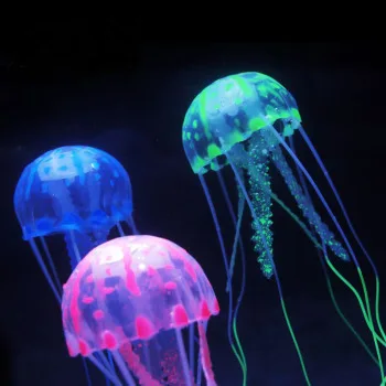 Artificial Vivid Jellyfish Silicone Fish Tank Decor Aquarium Decoration Ornament 3 Months Warranty