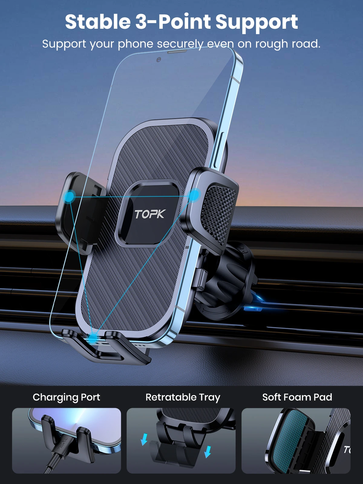 [2-Pack]Phone Holder Car Clip Phone Mount for Car Phone Holder Air Vent Hands Fr