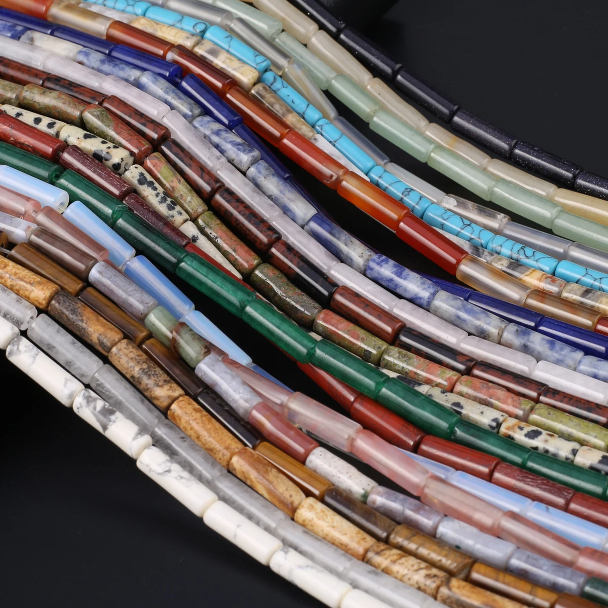 

Natural Stone Tube Beads Loose Indian Agates Opal Spacer Bead for Jewelry Making Diy Women Necklace Bracelet Accessories
