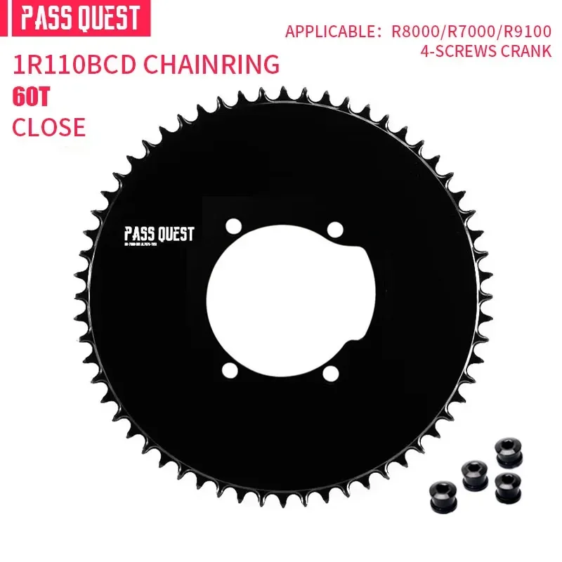 Road Bike Chainring PASS QUEST Chainring 110 BCD Round for Shimano 105 R7000 R8000 R9100 36 40T 44T 46T 48T 50T 52T 54 56 58T Bike Chainwheel 110bcd
