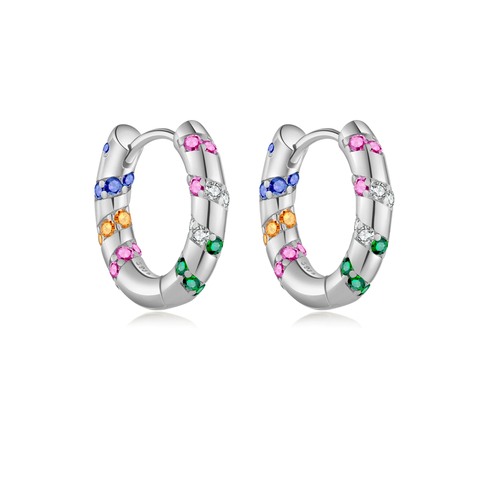 Orecchini A Cerchio Huggie Arcobaleno In Argento 925 Con Cuore In Smalto, Diametro 12 Mm, Leggeri E Ipoallergenici, Regalo Per Lei - 5