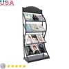 4-Tier Black Stainless Steel Magazine Rack Display Stand Lightweight Bathroom Living Room Exhibition Rooms Tourist Attraction 1