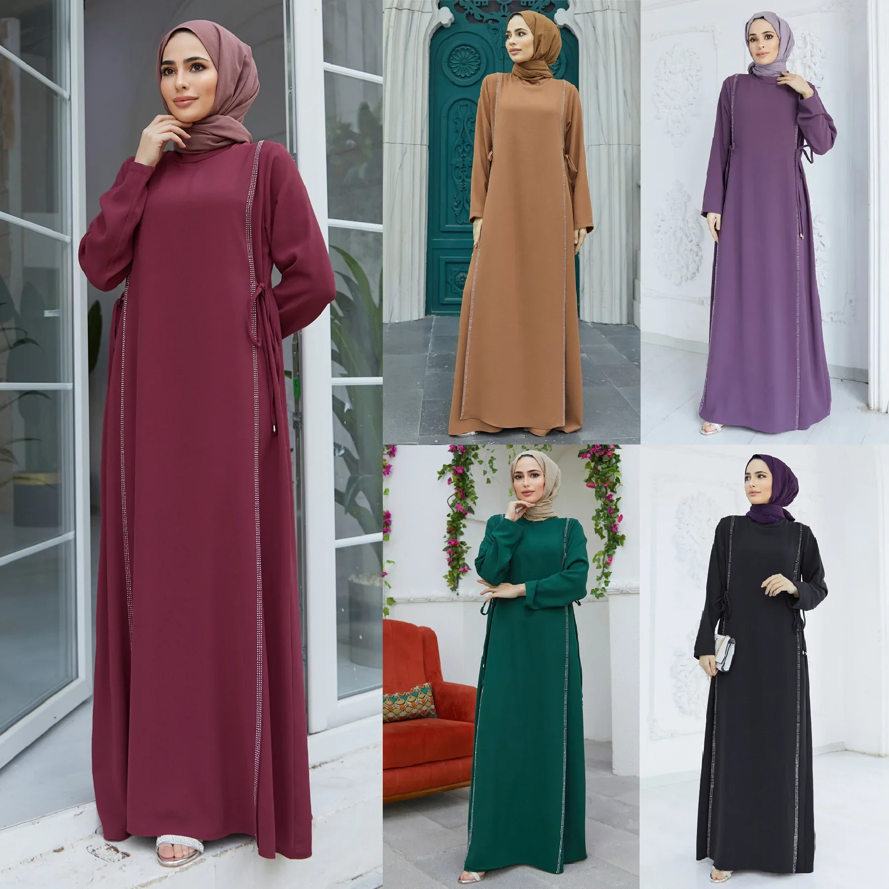 Scaf23ea3003d4cdeb849b8b1bc8c678bd Eid Muslim Dress Women Abaya Kimono Kaftan Beading Hijab Dresses Jilbab Dubai Robe Khimar Dubai Islam Clothes Kebaya Abayas Mallzona