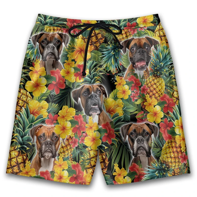 

Tropical Pineapple Dog 3D Printed Bermudas Hawaiian Pet Border Collie Short Pants For Men Clothes Beagle Rottweiler Beach Shorts